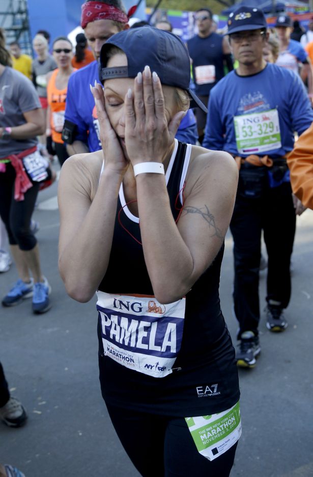 Pamela Anderson with brother Gerry NY marathon